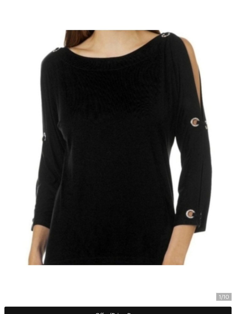 Alice + Olivia Black Crystal Rhinestone Grommet Dressy Knit Top Medium
